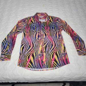 Monza by Rosso Milano Psychedelic Pattern Dress Shirt - Long Sleeve Tailored Fit